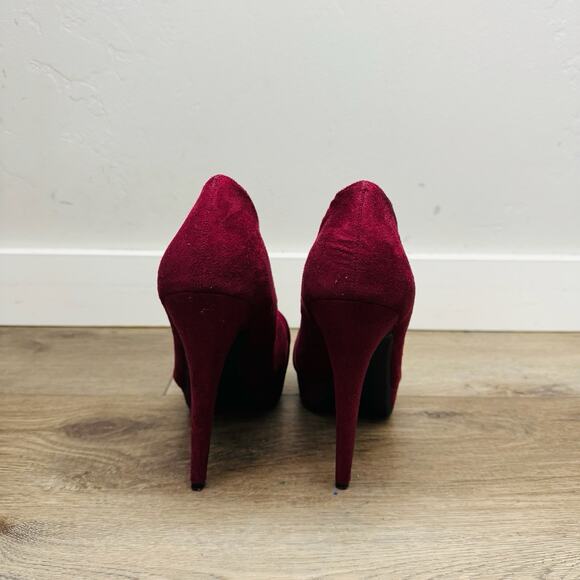 Colin Stuart Red Velvet Platform Heels Women’s Size 10 - Picture 6 of 11